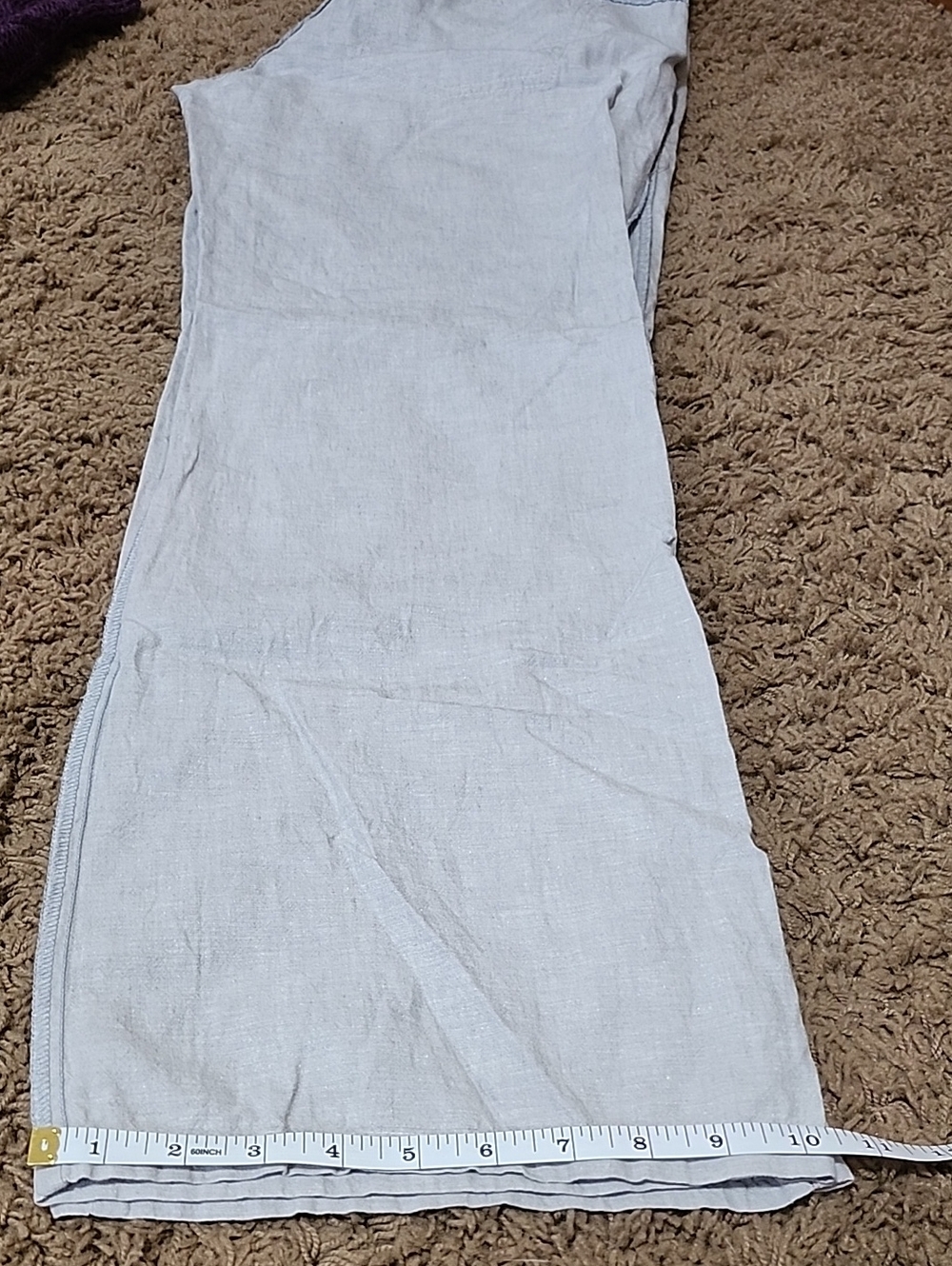 Light Gray Women's Linen Blend Pants - Picture 8 of 8